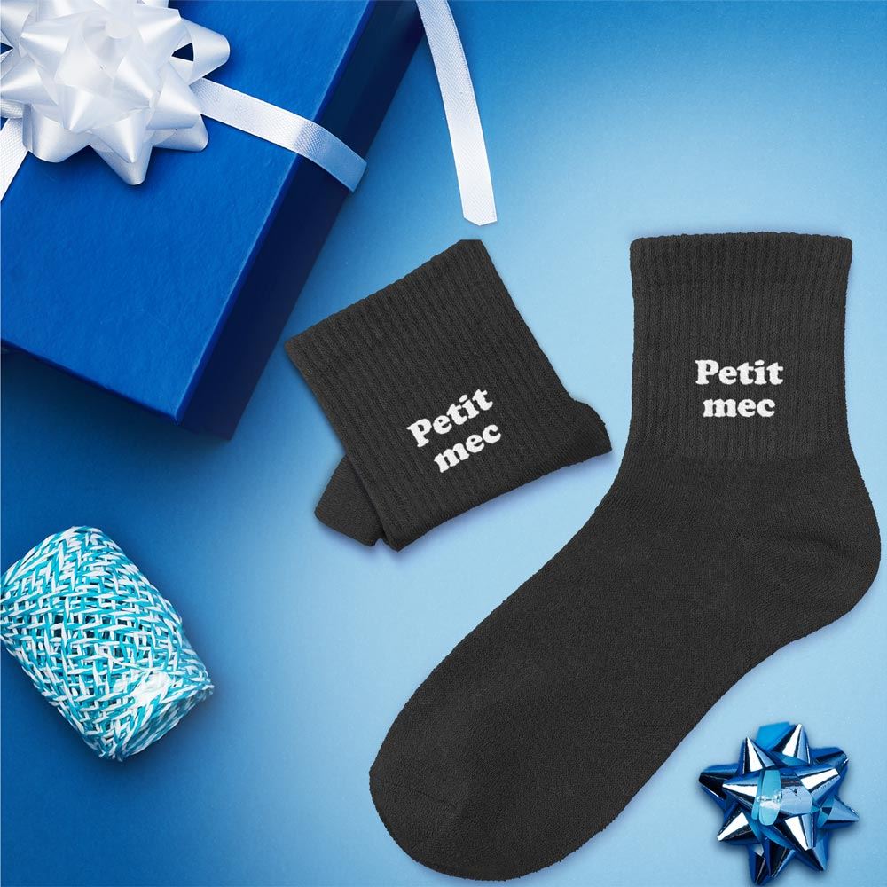 Chaussettes paillettes enfant "petit mec" taille 30-35