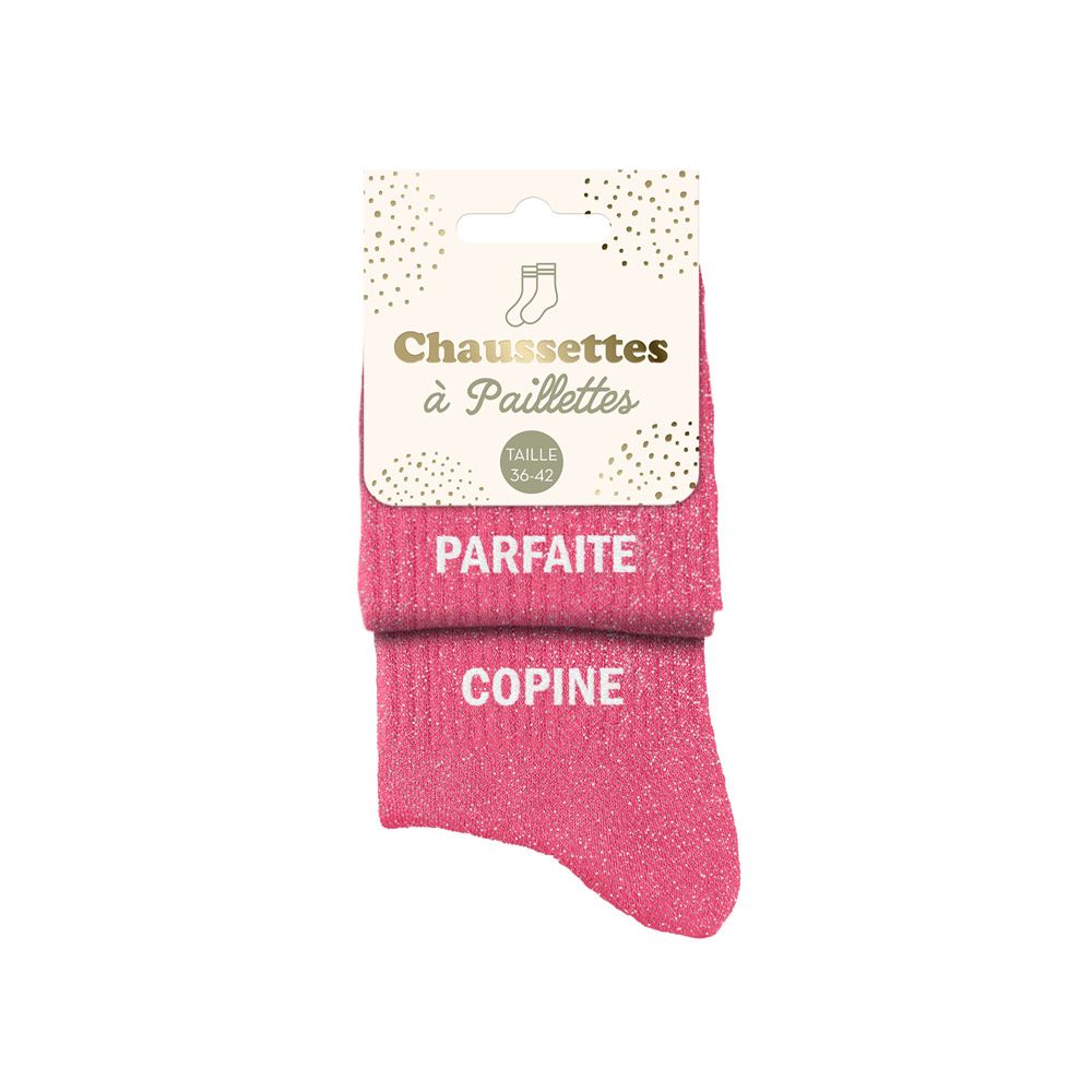 Chaussettes paillettes duo "PARFAITE COPINE"