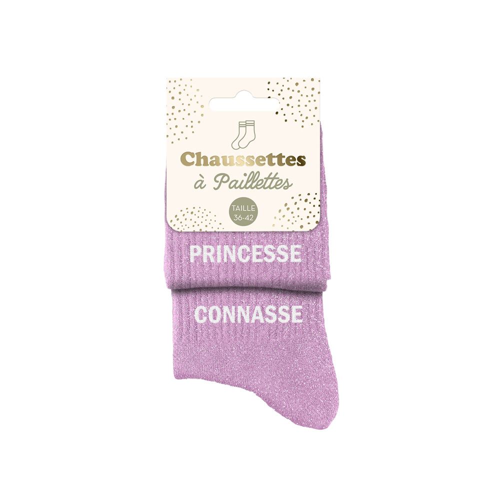 Chaussettes paillettes duo "PRINCESSE CONNASSE"