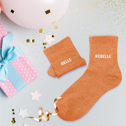 Chaussettes paillettes duo "BELLE REBELLE"