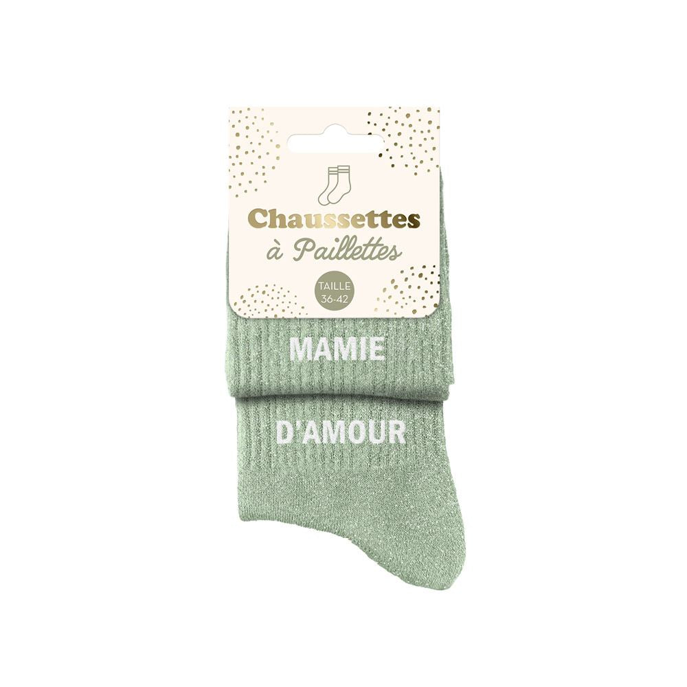 Chaussettes paillettes duo "MAMIE D'AMOUR"