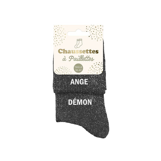 Chaussettes paillettes duo "ANGE DEMON"