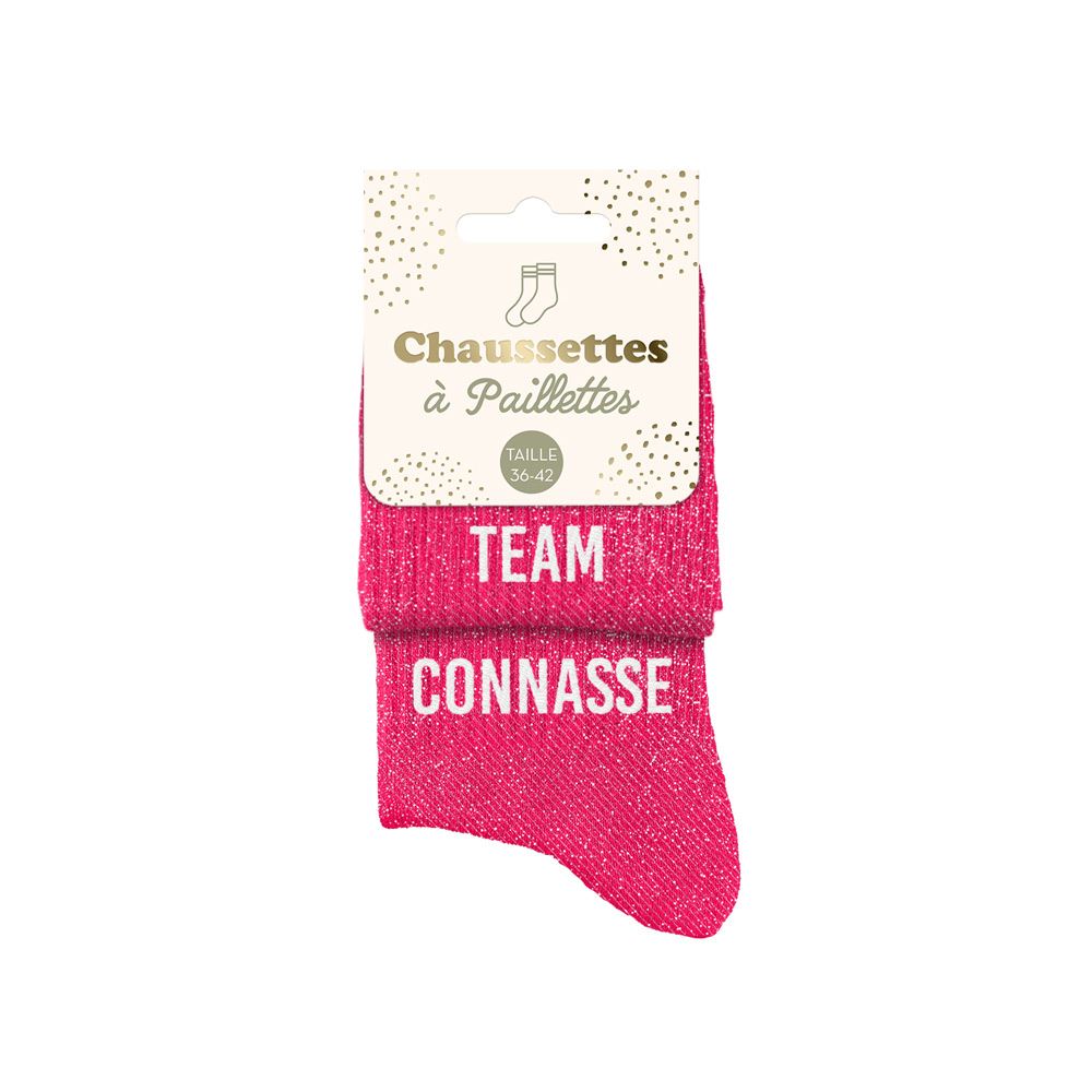Chaussettes paillettes "duo team connasse"