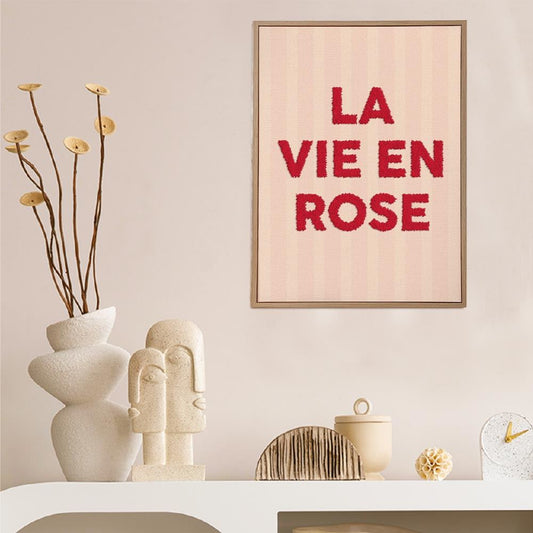 Toile tuftee "la vie en rose" - 30x40 cm