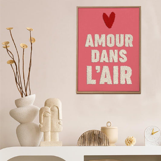 Toile tuftee "Amour dans l'air" - 30x40 cm