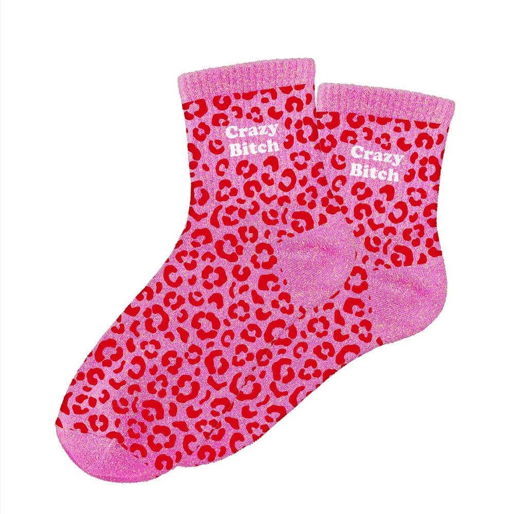 Chaussettes paillettes "crazy bitch"