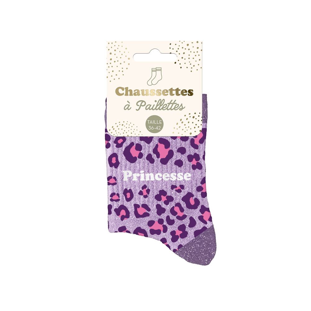 Chaussettes paillettes léopard "princesse"