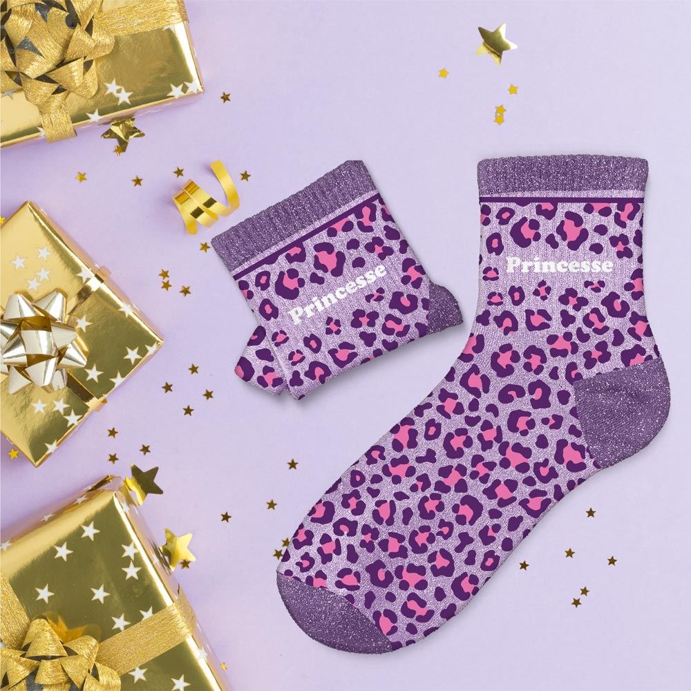 Chaussettes paillettes léopard "princesse"