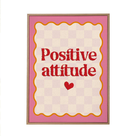 Toile tuftee " Positive attitude" - 30x40 cm
