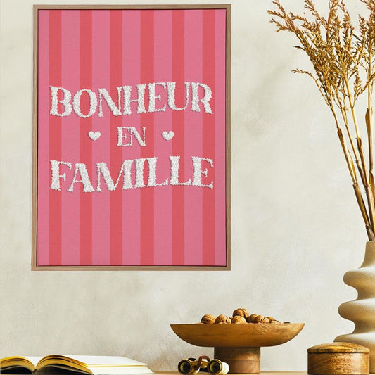 Toile tuftee " bonheur en famille" - 30x40 cm
