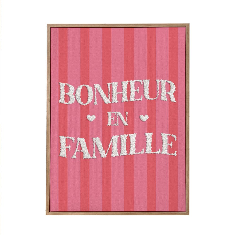 Toile tuftee " bonheur en famille" - 30x40 cm