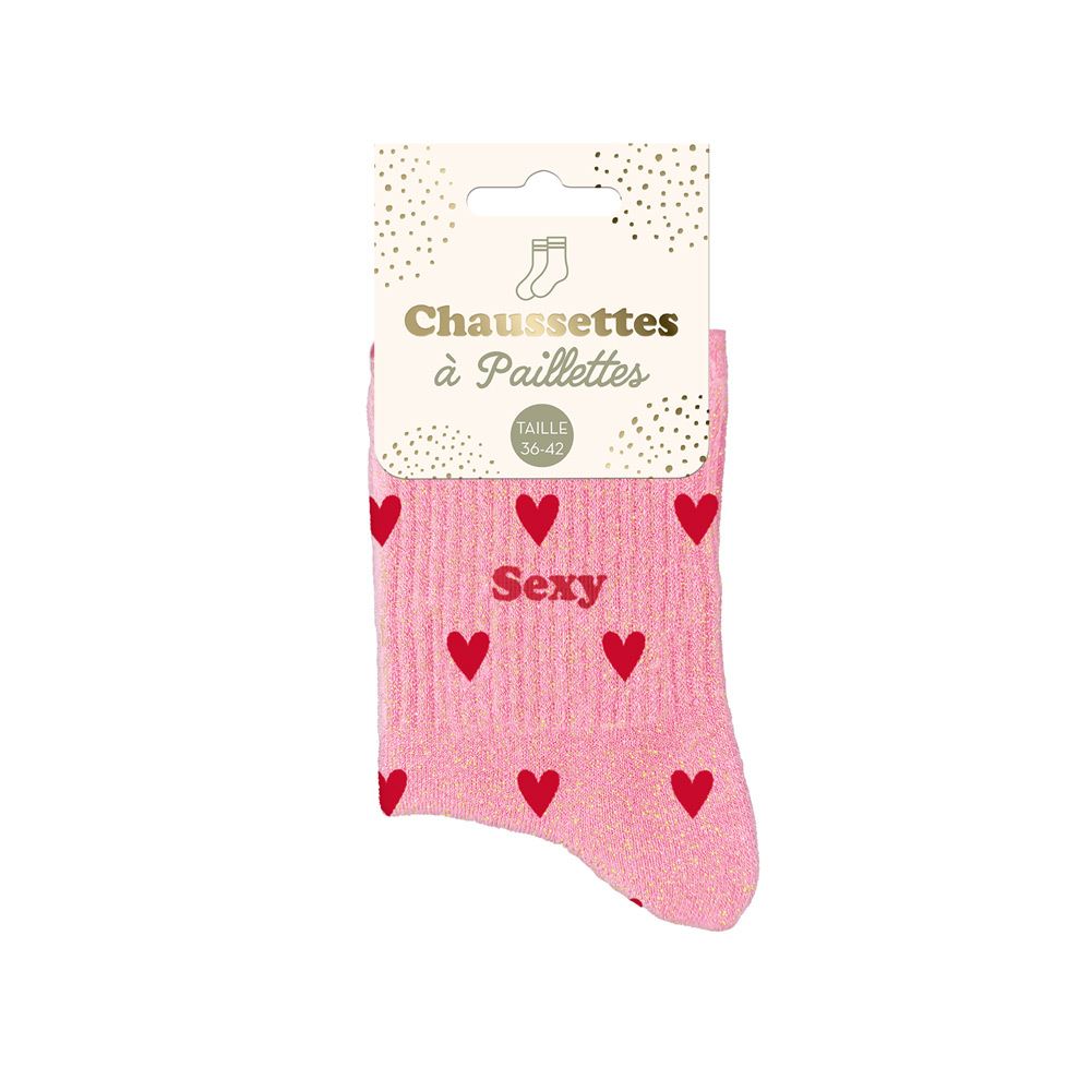 Chaussettes paillettes coeurs "sexy"