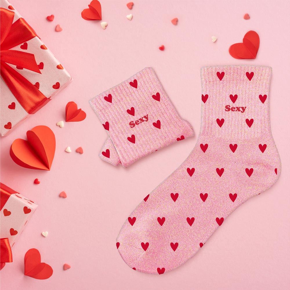 Chaussettes paillettes coeurs "sexy"
