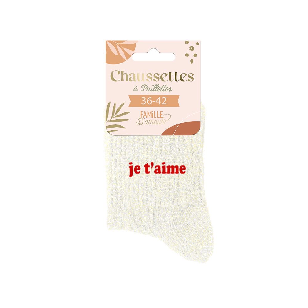 Chaussettes à paillettes "je t aime"