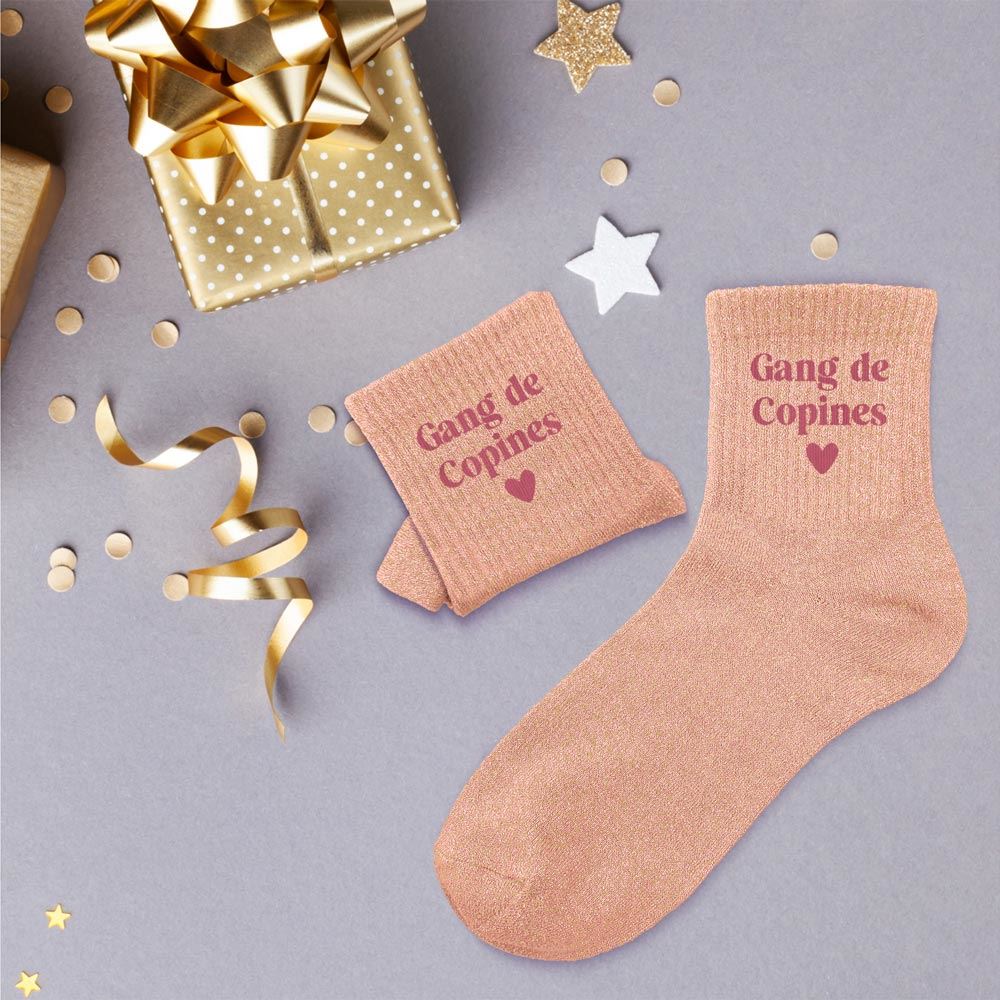 Chaussettes paillettes "gang de copines"