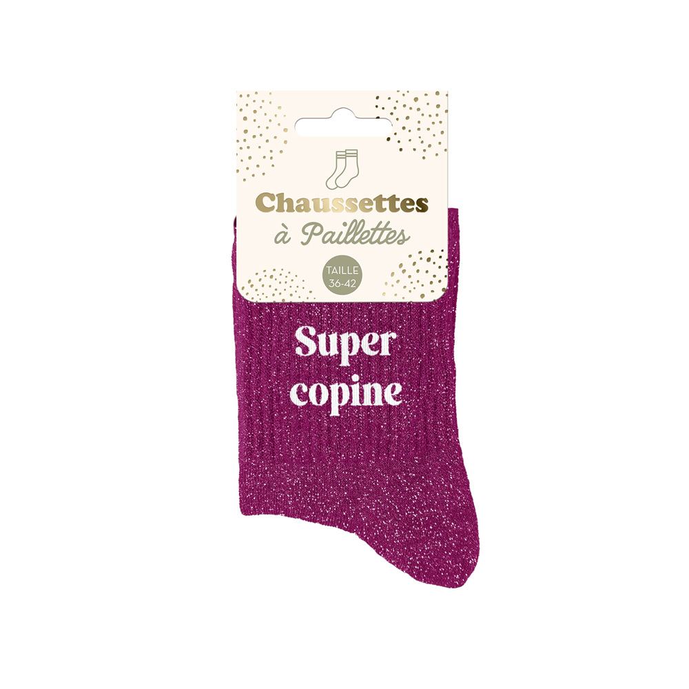 Chaussettes paillettes "super copine"