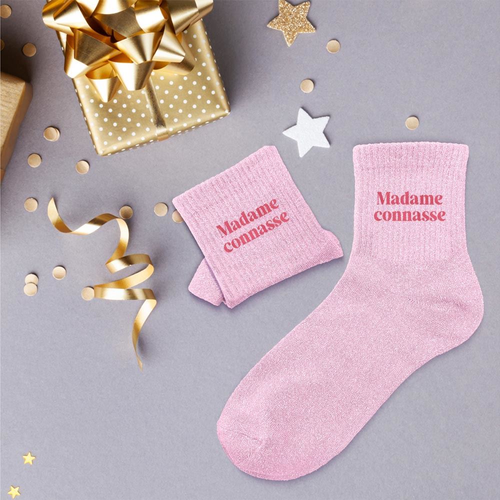 Chaussettes paillettes "madame connasse"