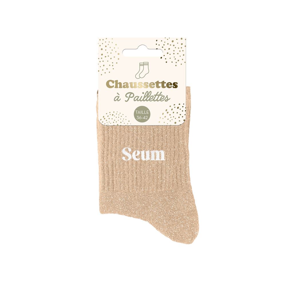 Chaussettes paillettes "seum"