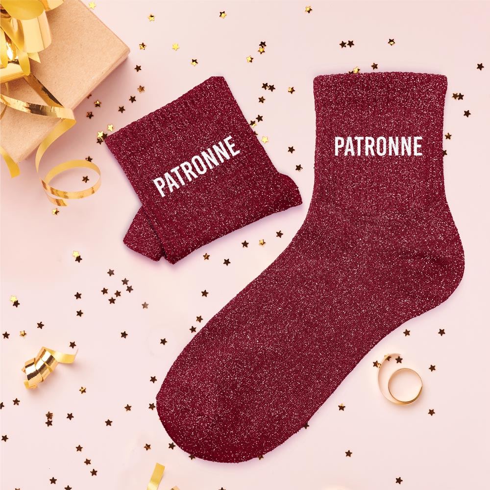 Chaussettes à paillettes "patronne"