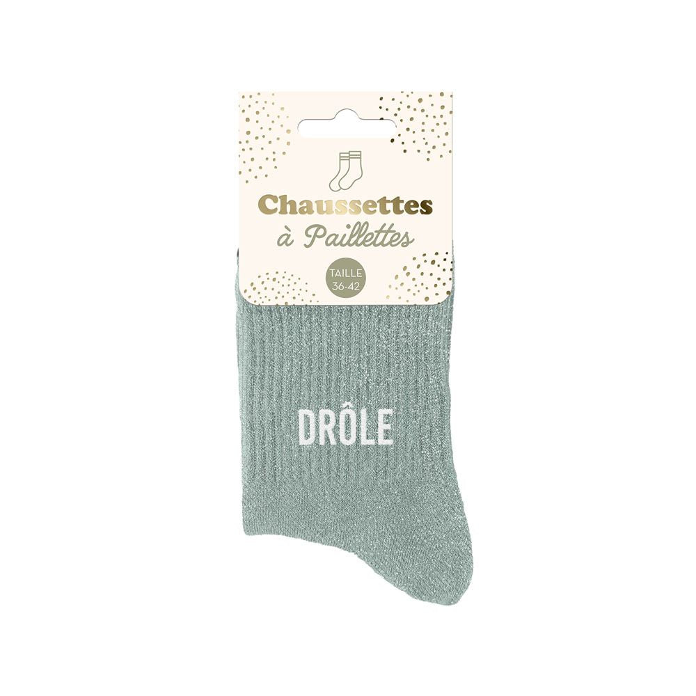 Chaussettes paillettes "DROLE"