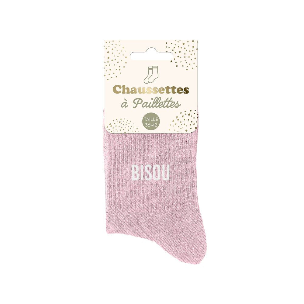 Chaussettes paillettes "BISOU"