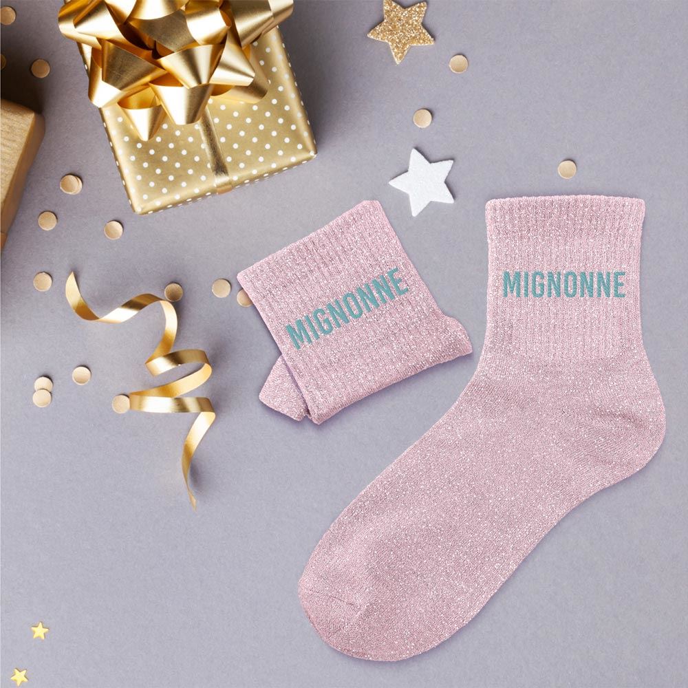 Chaussettes paillettes "MIGNONNE"
