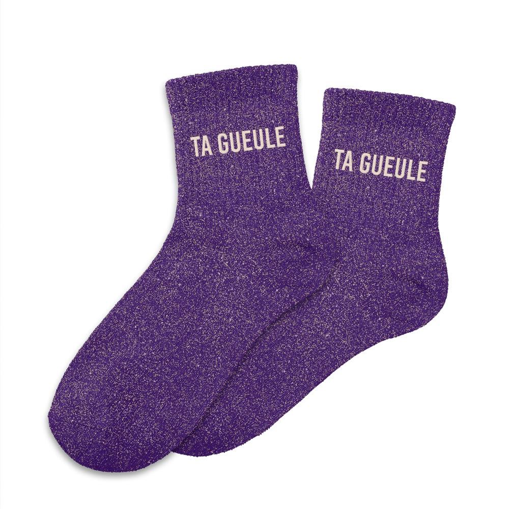 Chaussettes paillettes "TA GUEULE"