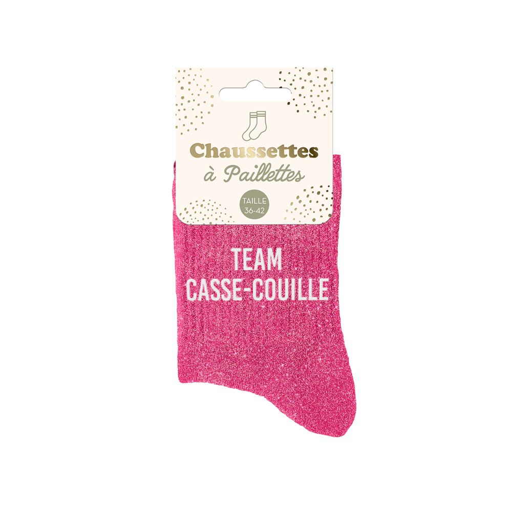 Chaussettes paillettes "TEAM CASSE-COUILLE"