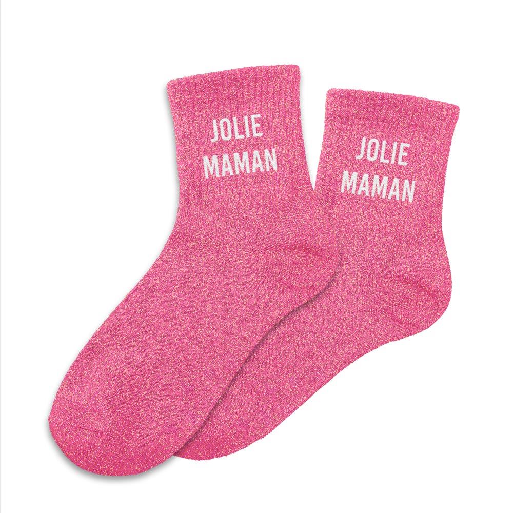 Chaussettes paillettes "jolie maman"