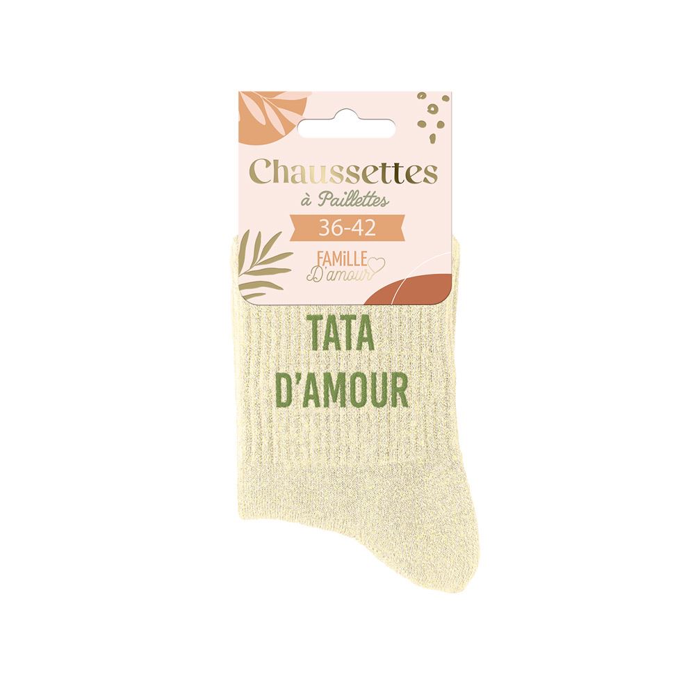 Chaussettes paillettes "tata d'amour"