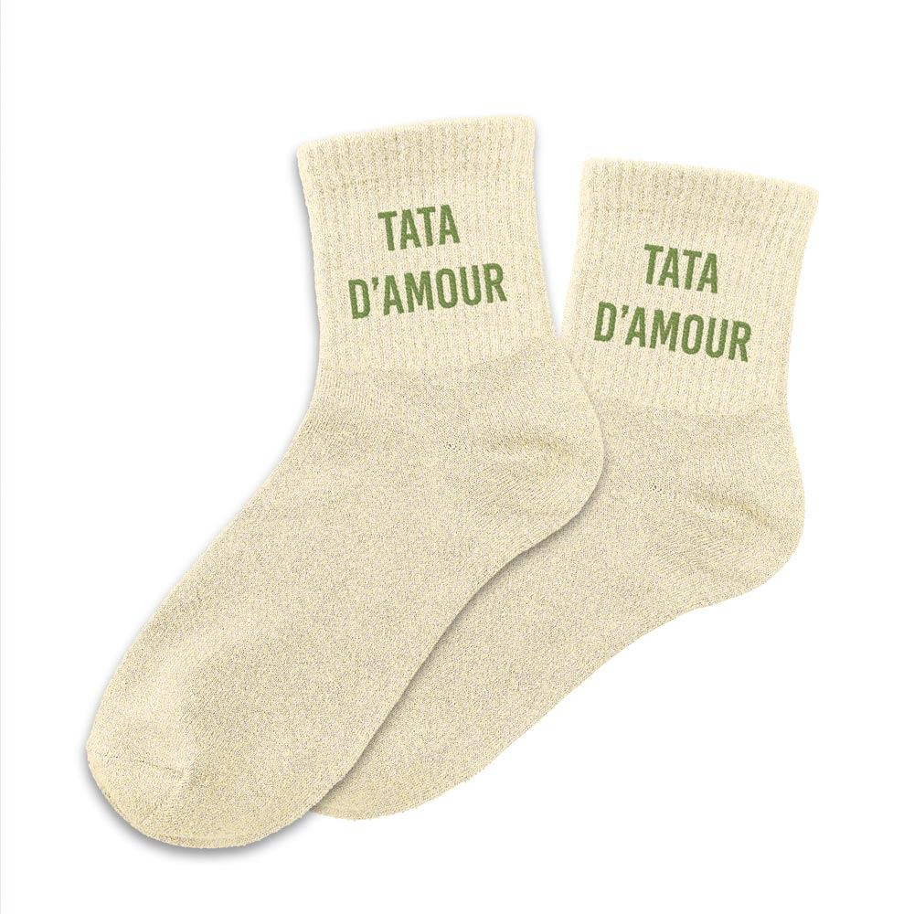Chaussettes paillettes "tata d'amour"