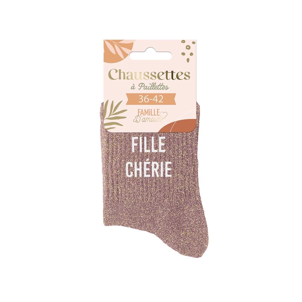 Chaussettes paillettes "fille chérie"