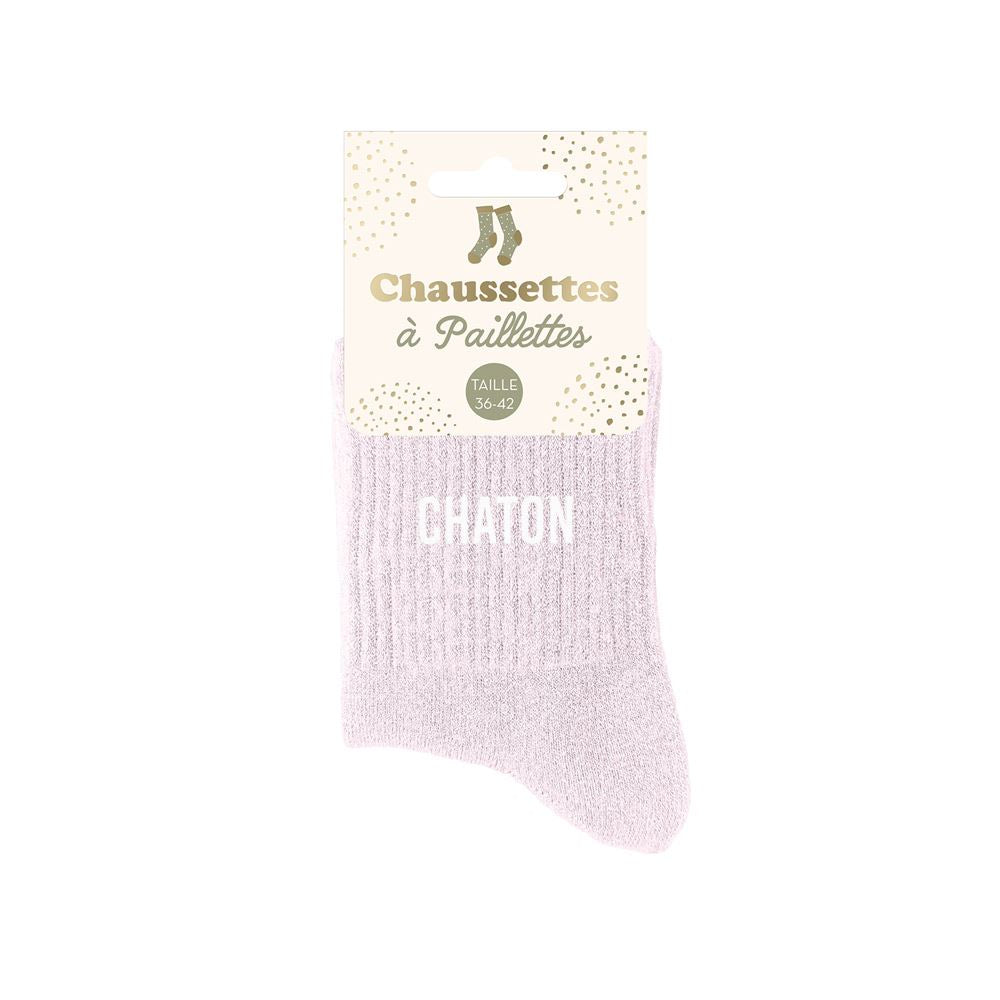 Chaussettes paillettes "chaton"