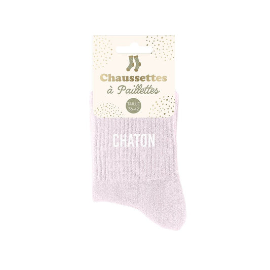 Chaussettes paillettes "chaton"