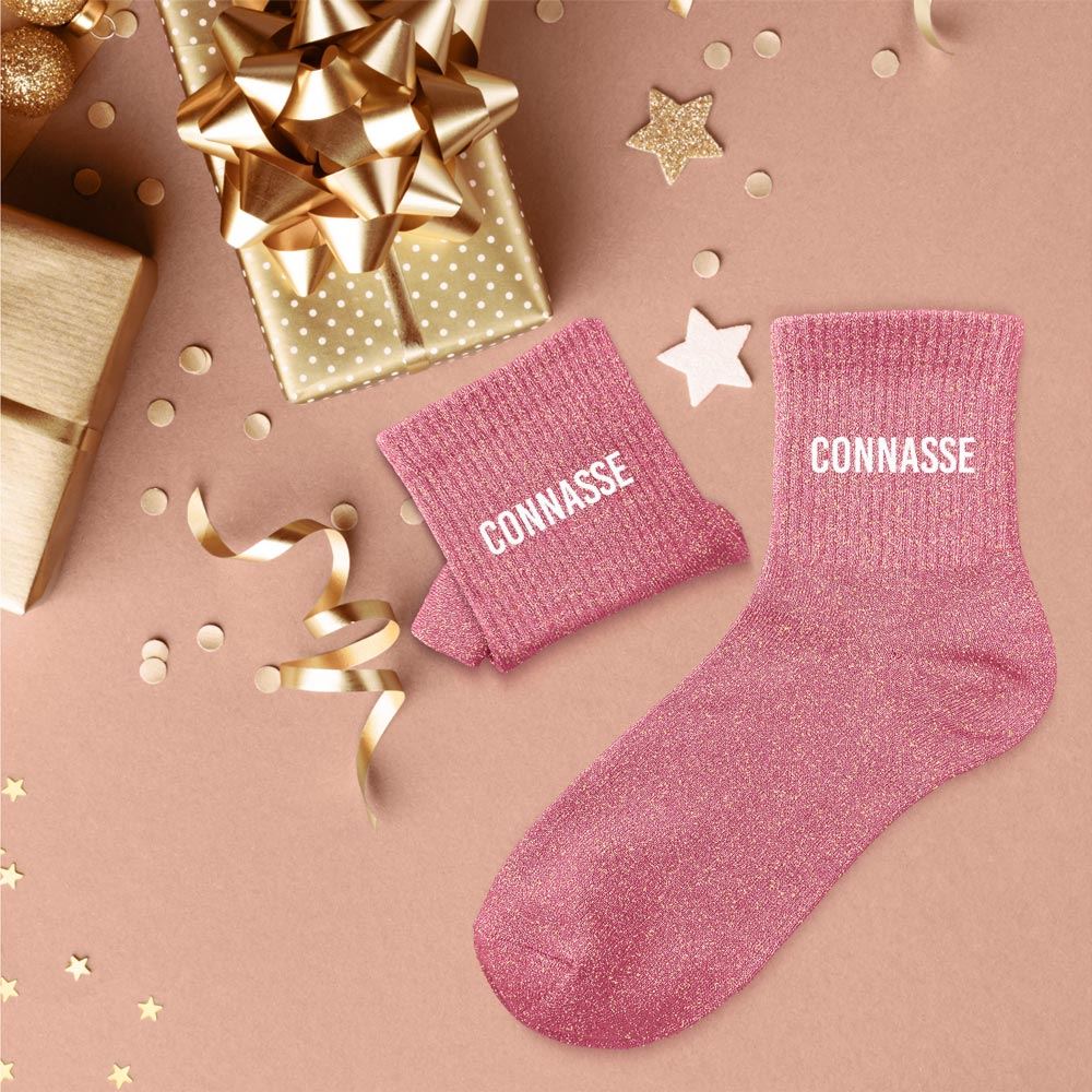 Chaussettes paillettes "CONNASSE"