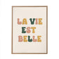 Toile tuftee "la vie est belle" - 30x40 cm