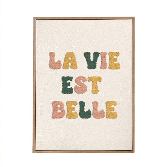 Toile tuftee "la vie est belle" - 30x40 cm