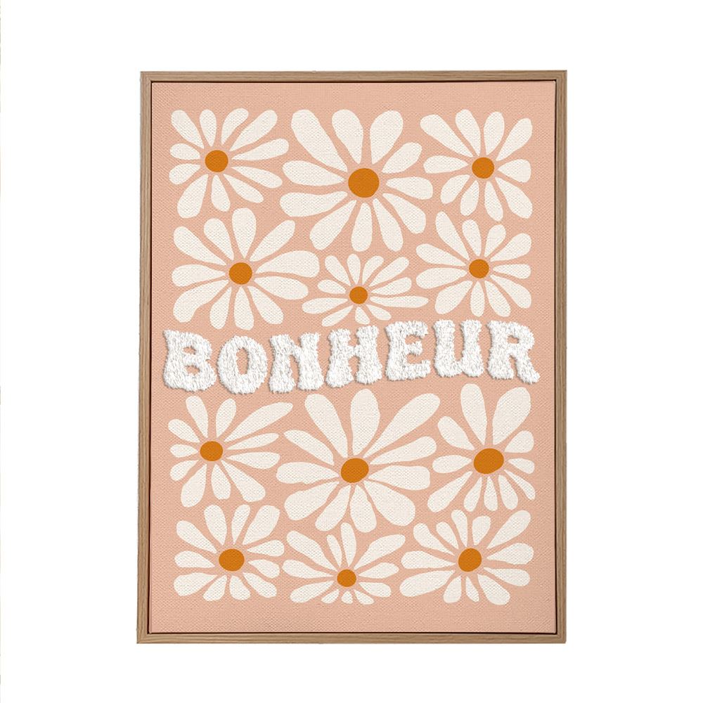 Toile tuftee "bonheur" - 30x40 cm