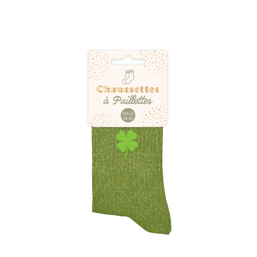 Chaussettes paillettes chance "trèfle"