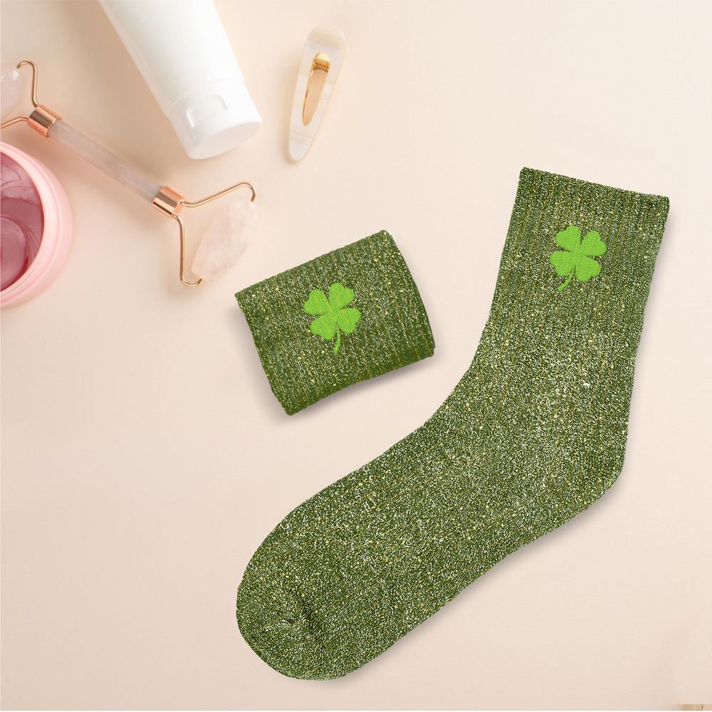 Chaussettes paillettes chance "trèfle"