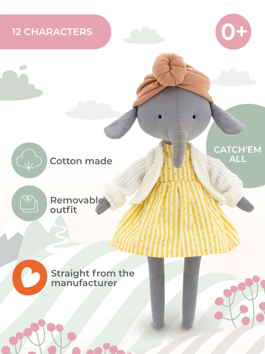 Peluche en coton Cotti Motti, Alice the Elephant