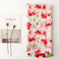 Grand foulard fleurs coquelicots avec pompons