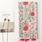 Grand Foulard imprimé fleurs avec pompons