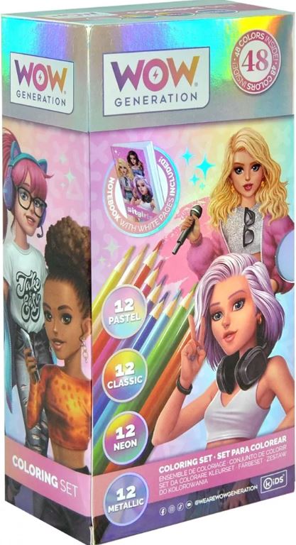 Set de 48 crayons de couleurs et carnet de croquis - WOW Generation