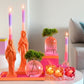 Bougeoir rose fluo "vierge marie"