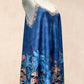 Robe longue bohème Imprimé paysage Méditerranéen BLEU