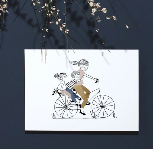 AFFICHE A3 - Balade à Vélo "Maman & fille + garçon "- My Lovely Thing