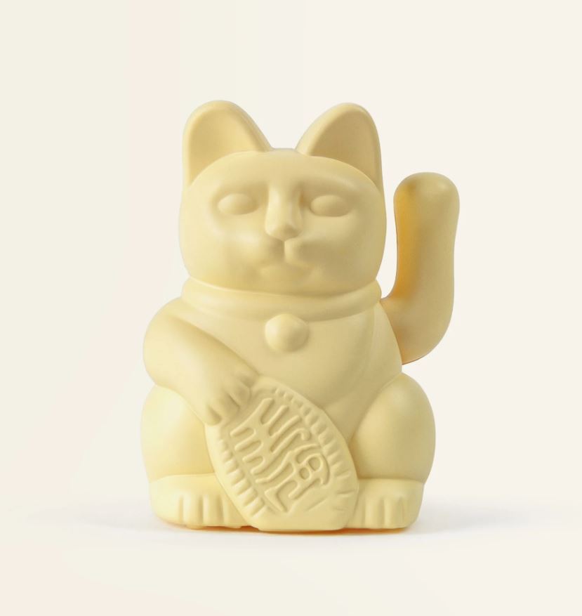 Mini lucky cat solaire jaune 'prospérité'