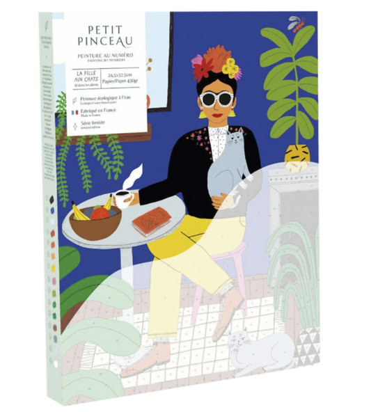 Coffret peinture au numéro - La fille aux chats par Guillaume Denaudhome