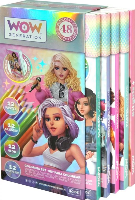 Set de 48 crayons de couleurs et carnet de croquis - WOW Generation